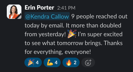 9 email inquiries in a single day — more than double the day before