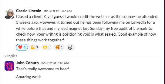 Client closed — credited to the webinar