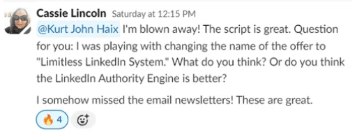 “I'm blown away! The script is great.”